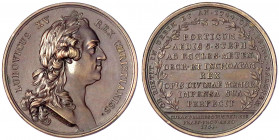 Frankreich
Ludwig XV., 1715-1774
Bronzemedaille 1764 von Duvivier. Errichtung des Tores der Stefanskirche in Metz. 41 mm. fast vorzüglich. Divo 171....