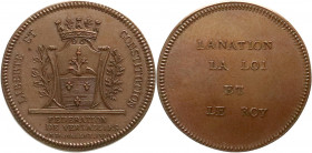 Frankreich
Ludwig XVI., 1774-1793
Kupfermedaille 1790 a.d. Föderation von Versailles. 35 mm. vorzüglich/Stempelglanz. Hennin (Revolution) 137.