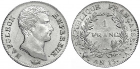 Frankreich
Napoleon I., 1804-1814, 1815
Franc AN 13 A, Paris. vorzüglich/Stempelglanz, selten in dieser Erhaltung. Gadoury 656.1.