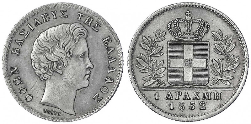 Griechenland
Otto von Bayern, 1832-1862
Drachme 1832. sehr schön/vorzüglich, K...