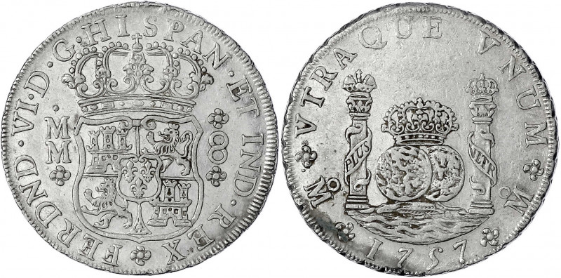 Mexiko
Ferdinand VI., 1746-1759
8 Reales 1757 Mo-MM, Mexico City. vorzüglich, ...