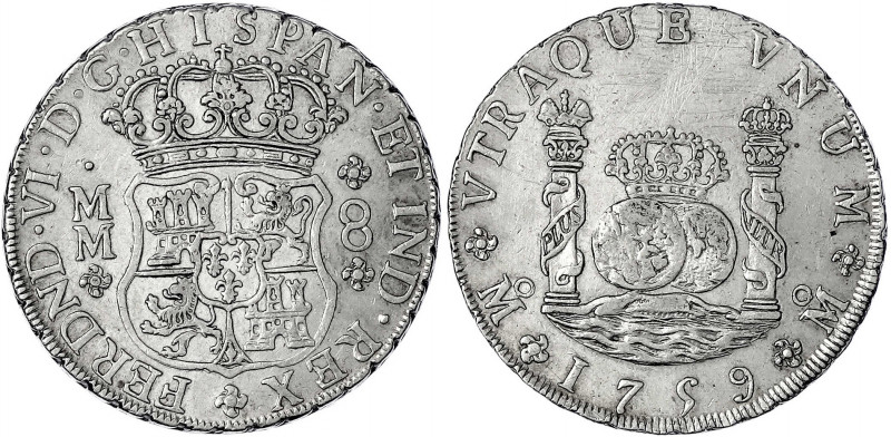 Mexiko
Ferdinand VI., 1746-1759
8 Reales 1759 Mo-MM, Mexico City. sehr schön/v...