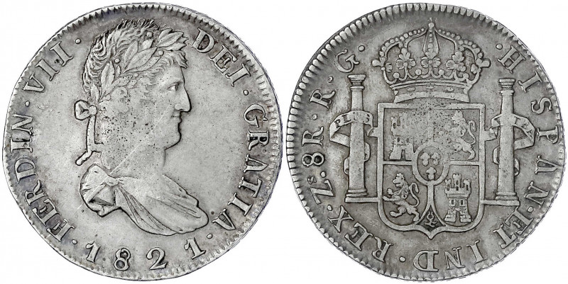 Mexiko
Ferdinand VII., 1808-1825
8 Reales 1821 Zs RG, Zacatecas. sehr schön. K...