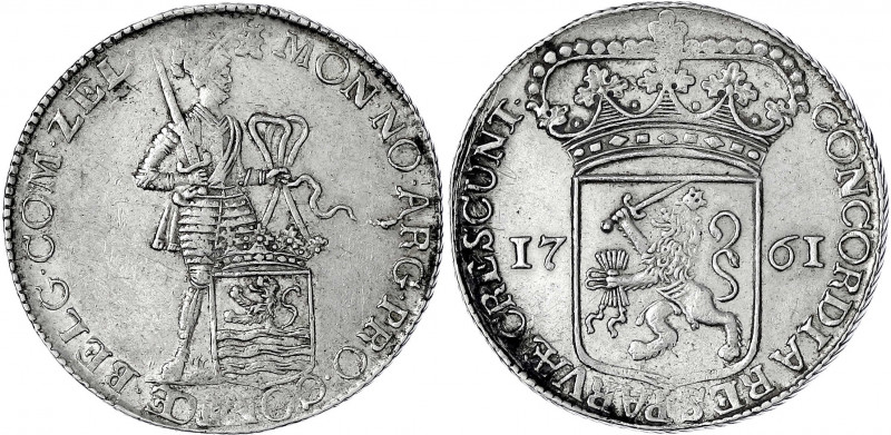 Niederlande-Zeeland, Provinz
Zilveren Dukaat 1761. sehr schön. Delmonte 976.