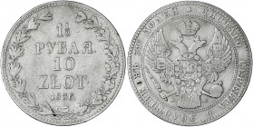 Polen
Nikolaus I. von Rußland, 1825-1855
1 1/2 Rubel = 10 Zlot. 1836 MW, Warschau. fast sehr schön. Bitkin 1132.