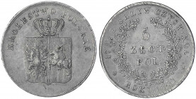 Polen
Revolution, 1830-1831
5 Zlotych 1831 KG, Warschau. Münzmeister Karol Gronau. sehr schön/vorzüglich, justiert. Kopicki 2749.