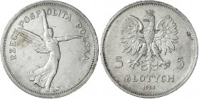 Polen
Zweite Republik, 1923-1939
5 Zloty 1928, Nike. sehr schön, kl. Randfehler. Fischer OB 013. Yeoman 18.