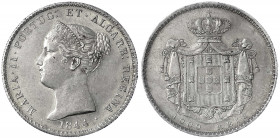 Portugal
Maria II., 1834-1853
1000 Reis 1844. prägefrisch/Erstabschlag, min. Randfehler, sehr selten in dieser Erhaltung. Krause/Mishler 472.