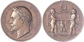 Rumänien
Carl I., 1866-1914
Französische Bronzemedaille 1867 von Ponscarme. Preis der Pariser Weltausstellung, verliehen an Major D. Pappazoglu (Inh...