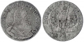 Russland
Elisabeth I., 1741-1761
Sechsgröscher 1761, Königsberg, für Ostpreussen. sehr schön, justiert. Bitkin 720.