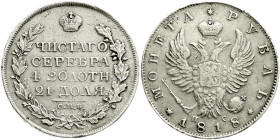 Russland
Alexander I., 1801-1825
Rubel 1818, St. Petersburg ΠC. sehr schön, kl. Randfehler. Bitkin 124.