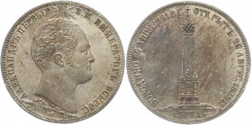 Russland
Nikolaus I., 1825-1855
Rubel 1839, St. Petersburg Borodino-Denkmal. 20,73 g. vorzüglich/Stempelglanz, schöne Patina. Bitkin 895 (R). Davenp...