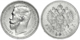 Russland
Nikolaus II., 1894-1917
Rubel 1912, St. Petersburg. gutes vorzüglich. Bitkin 66.