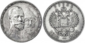 Russland
Nikolaus II., 1894-1917
Romanov-Rubel 1913. vorzüglich. Bitkin 336. Yeoman 70. Schön 22. Parchimowicz 55 b.