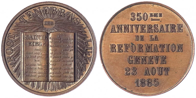 Schweiz-Genf, Stadt
Bronzemedaille 1885 zur 350 Jf. der Reformation in Genf. 33...