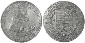 Haus Habsburg
Erzherzog Ferdinand II., 1564-1595
Reichstaler o.J. Hall, Älteres Brustbild, Harnisch mit 3 Kettenreihen und Punktreihe. sehr schön/vo...