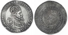 Haus Habsburg
Matthias II., 1612-1619
Reichstaler 1610, Wien. Mm. Matthias Händl. Als König von Ungarn. 28,63 g. vorzüglich, min. Schrötlingsfehler ...