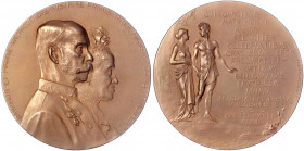 Haus Habsburg
Franz Joseph I., 1848-1916
Bronzemedaille 1902 v. Marschall, a.d. goldene Hochzeit Erzherzog Rainer (1827-1913) mit Marie. 60 mm, im E...