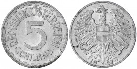 Republik Österreich
2. Republik nach 1945
5 Schilling 1957. vorzüglich/Stempelglanz, selten. J. 457.