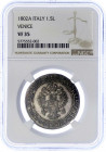 Lombardei und Venetien
Österr. Besatzung unter Franz II., 1798-1806
1 1/2 Lira Veneta 1802 A, Wien. NGC Grading VF35. Herinek 576.