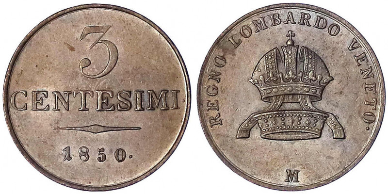 Lombardei und Venetien
Impero Austriaco
3 Centesimi 1850 M. vorzüglich/Stempel...