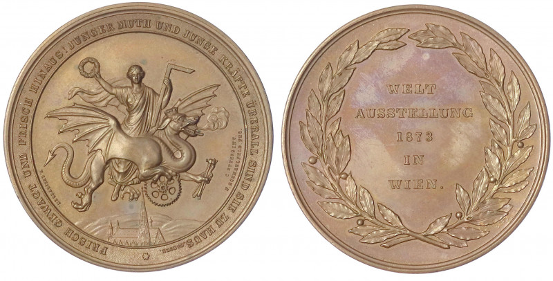 Wien, Stadt
Bronzemedaille 1873 von Christesen. Weltausst. in Wien. 53 mm. vorz...