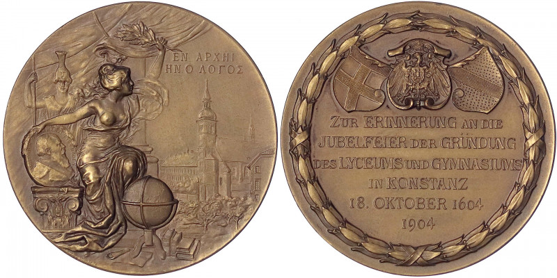 Baden-Durlach
Friedrich I., 1852-1907
Bronzemedaille 1904 von Lauer. 300jährig...