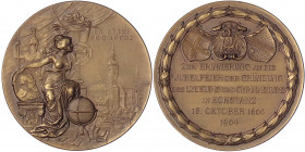 Baden-Durlach
Friedrich I., 1852-1907
Bronzemedaille 1904 von Lauer. 300jähriges Bestehen des Lyceums und Gymnasiums in Konstanz. 50 mm. vorzüglich....