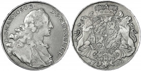 Bayern
Maximilian III. Joseph, 1745-1777
Wappentaler 1760. sehr schön, kl. Randfehler. Hahn 309. Davenport. 1949.