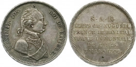 Bayern
Maximilian IV. (I.) Joseph, 1799-1806-1825
Silbermedaille 1806, in der Größe eines französischen 2-Francs-Stücks, von P. J. Tiolier, auf den ...