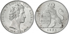 Bayern
Ludwig I., 1825-1848
Geschichtstaler 1831. Gerecht und beharrlich. gutes vorzüglich. Jaeger 41. Thun 59. AKS 126.
