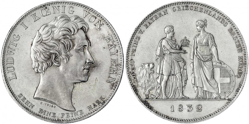 Bayern
Ludwig I., 1825-1848
Geschichtstaler 1832. Griechenlands erster König. ...