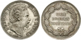 Bayern
Ludwig II., 1864-1886
Silber Schießprämie im Gewicht von 3 Mark für das Militär o.J. von Ries. DEM BESTEN SCHÜTZEN. 35 mm; 16,67 g. fast Stem...