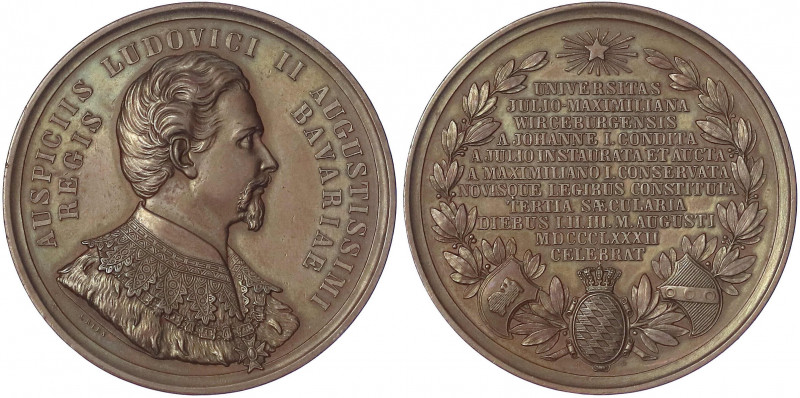 Bayern
Ludwig II., 1864-1886
Bronzemedaille 1882 v. Ries, a.d. 300 Jf. der Jul...