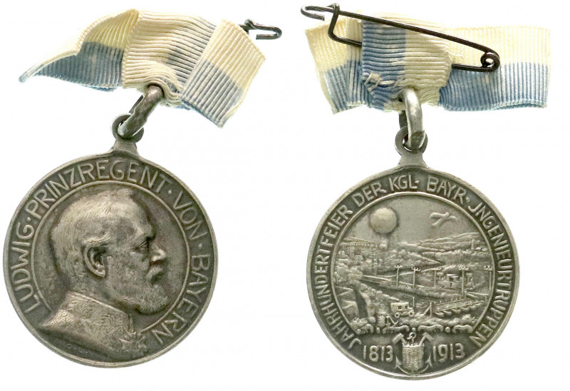 Bayern
Ludwig III., 1913-1918
Tragbare versilberte Bronzemedaille 1913 von O. ...