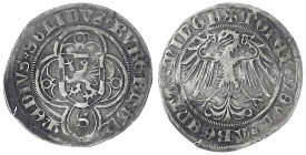 Brandenburg-Franken
Friedrich IV., der Ältere, 1495-1515
1/2 Schilling 1512, Schwabach. sehr schön. v. Schrötter 423.