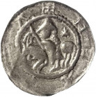 Brandenburg-Preußen
Albrecht der Bär, 1134-1157
Brakteat o.J.(1150/1153). Markgraf mit Fahne zu Pferd l. 0,81 g. fast sehr schön, Prägeschwäche. Bah...