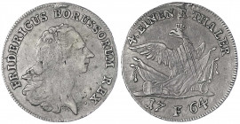 Brandenburg-Preußen
Friedrich II., 1740-1786
1/4 Reichstaler 1764 F, Magdeburg. sehr schön, leicht justiert, kl. Henkelspur. Olding 126.