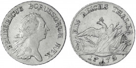 Brandenburg-Preußen
Friedrich II., 1740-1786
Reichstaler 1772 A, Berlin. sehr schön/vorzüglich, etwas berieben. Olding 69d. v. Schrötter 458. Davenp...