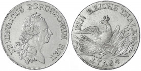 Brandenburg-Preußen
Friedrich II., 1740-1786
Reichstaler 1784 A, Berlin. fast vorzüglich. Olding 70. v. Schrötter 470. Davenport. 2590.