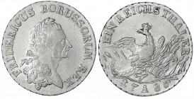 Brandenburg-Preußen
Friedrich II., 1740-1786
Reichstaler 1786 A, Berlin. Greisenantlitz. gutes vorzüglich, min. Randfehler. Olding 70. v. Schrötter ...