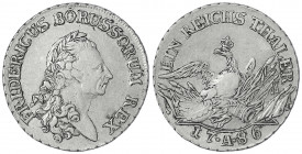 Brandenburg-Preußen
Friedrich II., 1740-1786
Sterbetaler 1786 A, Berlin. Mzz. zwischen zwei Punkten. sehr schön. Olding 70. v. Schrötter 473. Davenp...