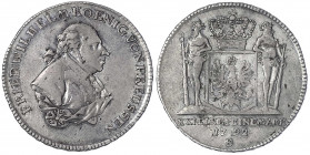 Brandenburg-Preußen
Friedrich Wilhelm II., 1786-1797
2/3 Taler 1792 S, Schwabach, für Ansbach-Bayreuth. gutes sehr schön, schöne Patina, überdurchsc...