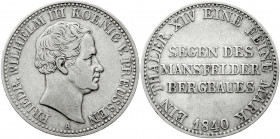 Brandenburg-Preußen
Friedrich Wilhelm III., 1797-1840
Ausbeutetaler 1840 A, Berlin. sehr schön. Jaeger 63. Thun 251. AKS 18.