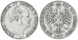 Brandenburg-Preußen
Friedrich Wilhelm IV., 1840-1861
Vereinstaler 1857 A. sehr schön. Jaeger 84. Thun 262. AKS 78.