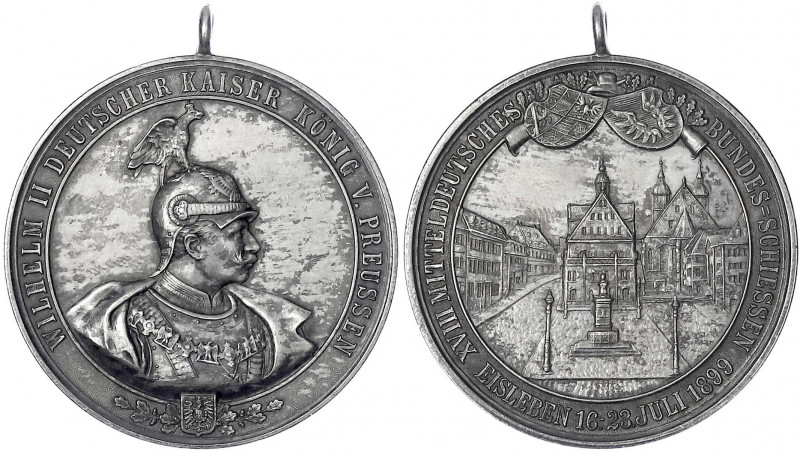 Brandenburg-Preußen
Wilhelm II., 1888-1918
Tragbare Silbermedaille 1899 auf da...