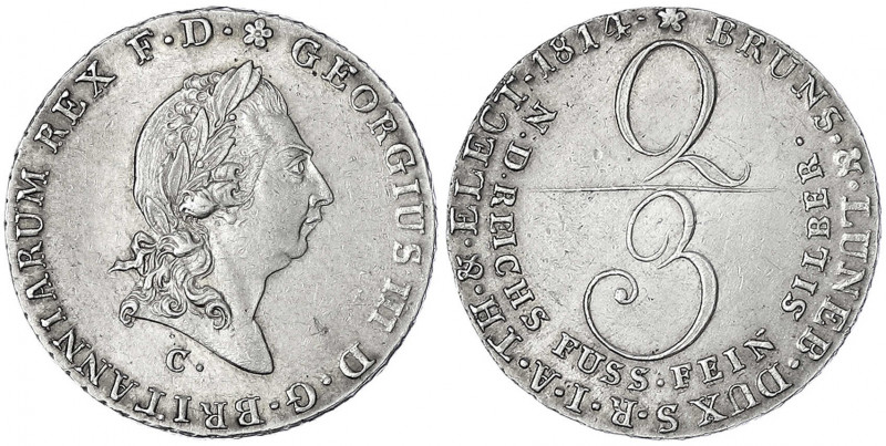 Braunschweig-Calenberg-Hannover
Georg III., 1760-1820
2/3 Taler 1814 C, Hannov...