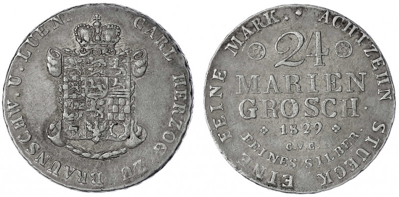 Braunschweig-Wolfenbüttel
Karl II. 1823-1830
24 Mariengroschen 1829 CvC, Braun...