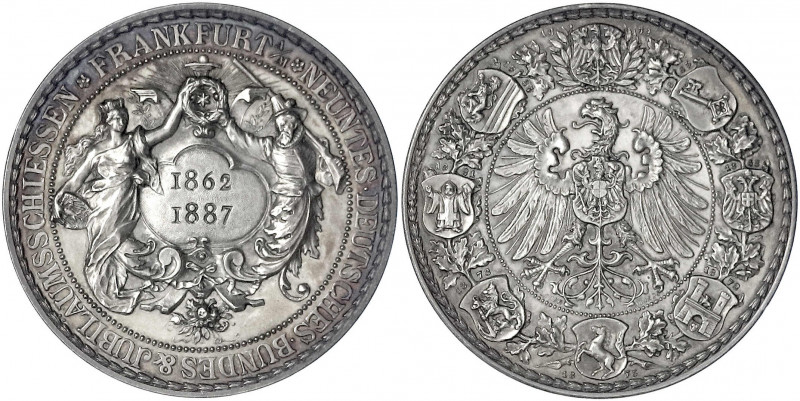 Frankfurt-Stadt
Silbermedaille 1887 zum 9. Bundes- und Jubiläumsschiessen. 40 m...