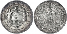 Frankfurt-Stadt
Silbermedaille 1887 zum 9. Bundes- und Jubiläumsschiessen. 40 mm; 26,77 g. vorzüglich/Stempelglanz, schöne Patina. Joseph/Fellner 146...